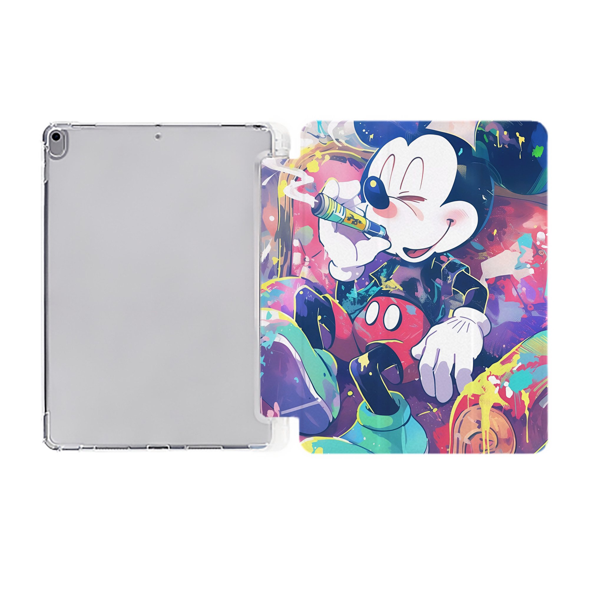 （画像用） ミッキーマウス Mickey Mouse IPad ケース ペン収納付き 三つ折りスタンド PUレザー×シリコン 対応機種9.5/10.5/10.9インチ
